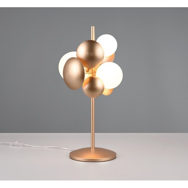 Veioză alb-auriu  cu abajur din sticlă (înălțime 50 cm) Bubble – Trio Select-image-1