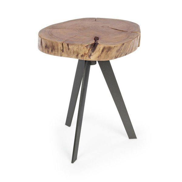 Măsuță de cafea neagră/în culoare naturală cu blat din lemn de acacia ø 35 cm Aron – Bizzotto-image-2