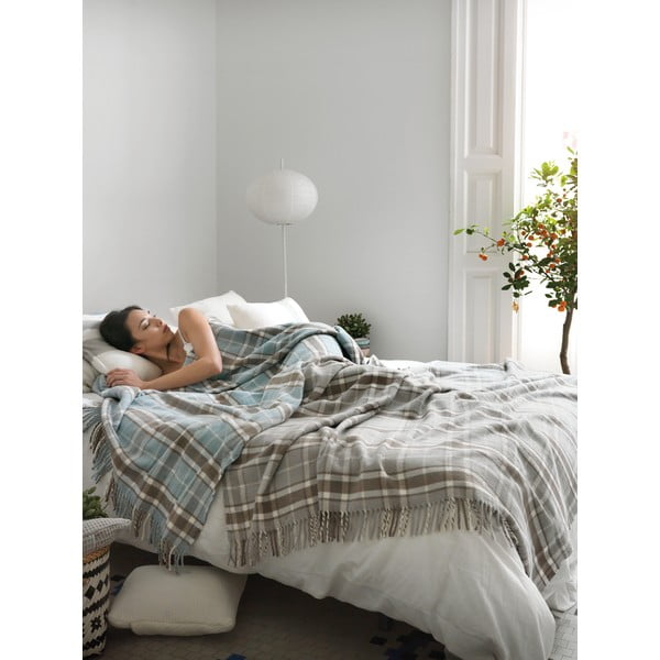 Pled din amestec de bumbac Euromant Texas, 140 x 180 cm, albastru-image-2