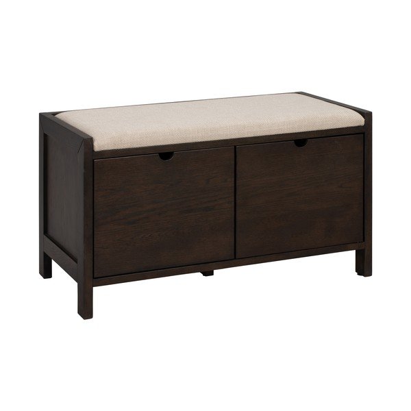 Pantofar în culoare naturală închisă cu bancă din lemn de stejar 80x47x41 cm Hillmond – Rowico