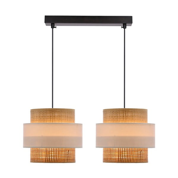 Lustră albă-în culoare naturală cu abajur din ratan ø 20 cm Rattan – Candellux Lighting-image-1