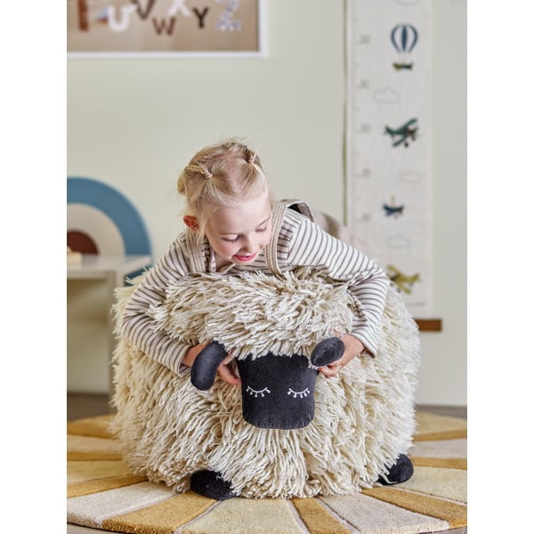 Fotoliu puf pentru copii crem cu tapițerie din lână Dolly – Bloomingville Mini-image-3