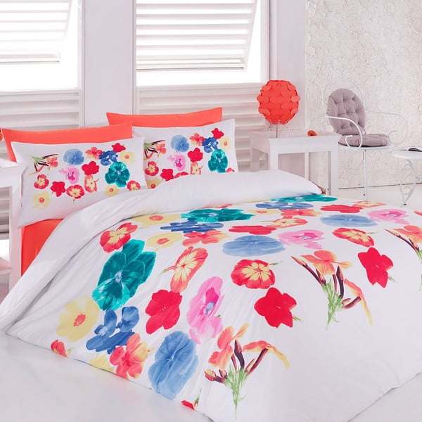 Lenjerie de pat cu cearșaf Color Flower, 200 x 220 cm