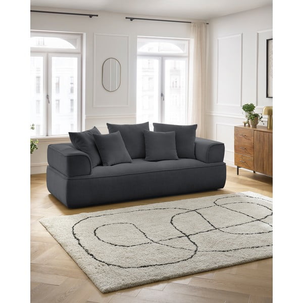 Canapea gri închis cu tapițerie din chenille 237 cm Whesley – Bobochic Paris-image-1