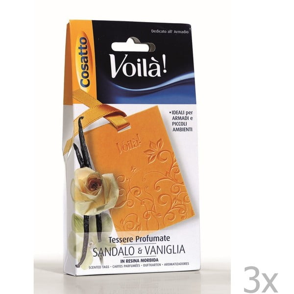 Set 3 cartonașe parfumate Cosatto Perfume, aromă de vanile și santal