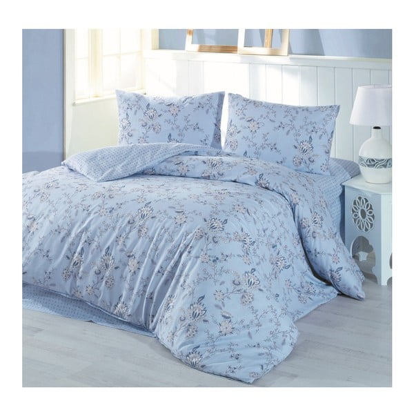 Lenjerie de pat cu cearşaf Flo Blue, 220 x 240 cm
