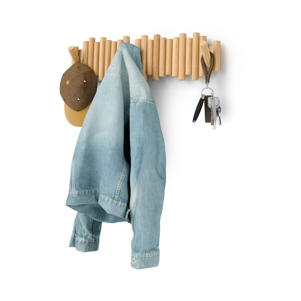 Cuier de perete în culoare naturală din lemn de pin 61 cm Picket – Umbra-image-2