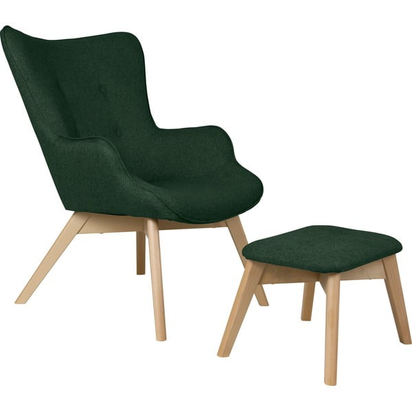 Fotoliu cu taburet verde închis Niko – Ropez