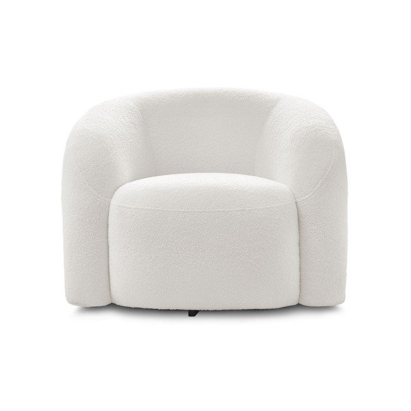 Fotoliu alb pivotant cu tapițerie din țesătură bouclé Elina – Bobochic Paris