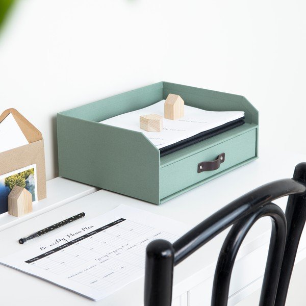 Organizator verde pentru sertar/pentru documente din carton Walter Canvas Paper Laminate – Bigso-image-1