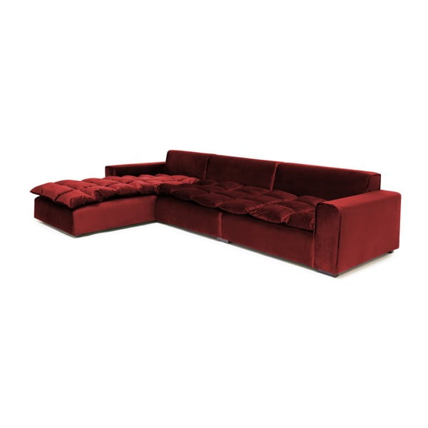 Canapea cu 3 locuri pe colț și șezlong pe partea stângă Vivonita Cloud Burgundy Red, burgundy-image-4