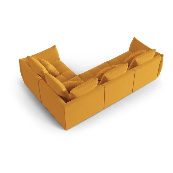 Colțar galben cu tapițerie din catifea (cu colț pe partea dreaptă/în formă de ”L”) Bloom – Micadoni -image-3