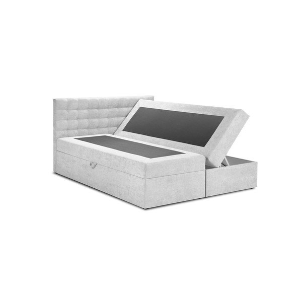 Pat boxspring 160x200 cm gri deschis cu spațiu de depozitare Jade – Mazzini Beds-image-2