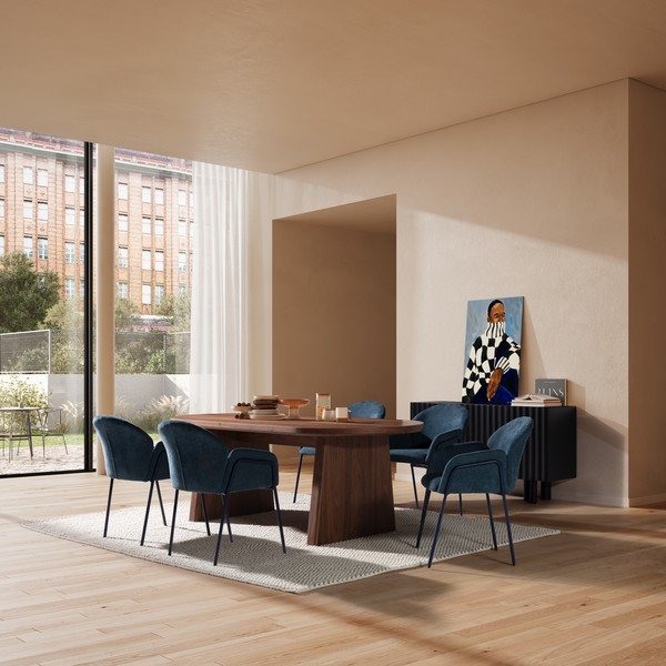 Set de scaune de sufragerie albastru 2 buc. tapițat Aslin – MOME-image-1