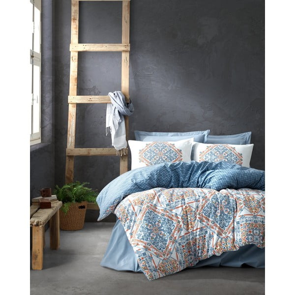 Lenjerie de pat din bumbac cu cearșaf Cotton Box Grande, 200 x 220 cm