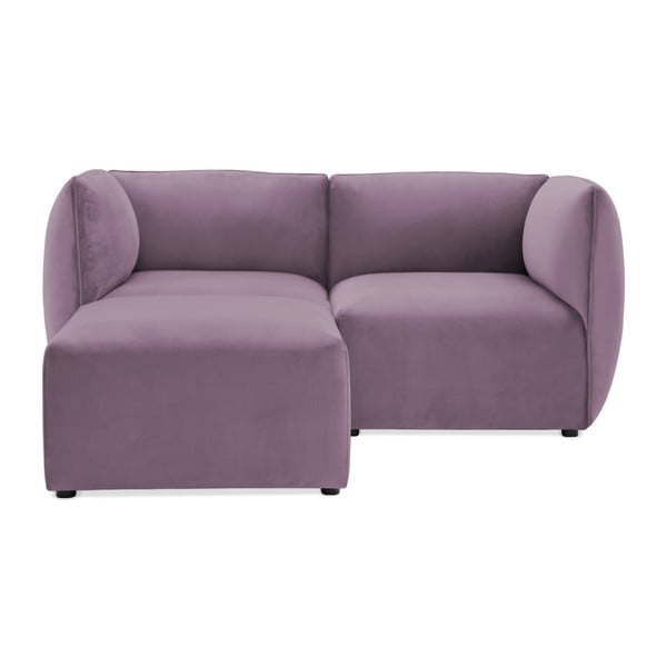 Canapea modulară cu 2 locuri și suport pentru picioare Vivonita Velvet Cube, mov lila