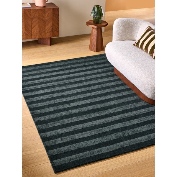 Covor albastru închis țesut manual din fibre reciclate 160x230 cm Connor – MADE-image-4