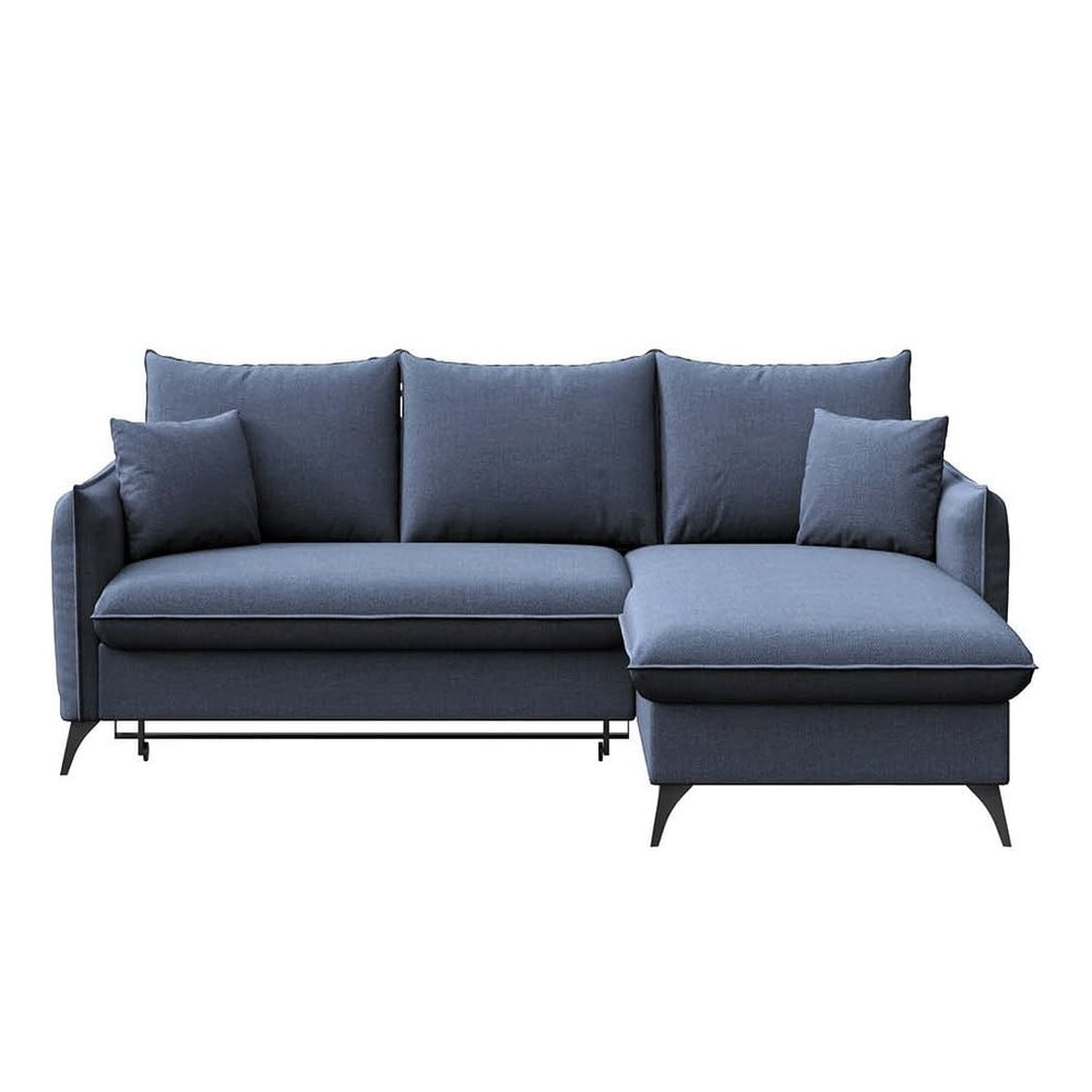 Colțar albastru extensibil, cu spațiu de depozitare (cu colț pe partea dreaptă, cu șezlong) Brim – Rodier