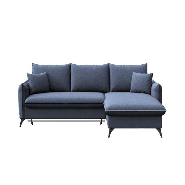 Colțar albastru extensibil, cu spațiu de depozitare (cu colț pe partea dreaptă, cu șezlong) Brim – Rodier