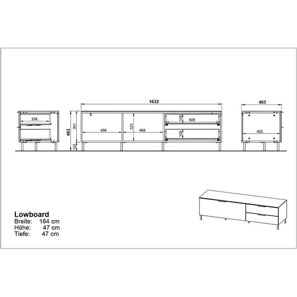 Masă TV gri-bej cu aspect de lemn de nuc 164x47 cm California - Germania-image-3