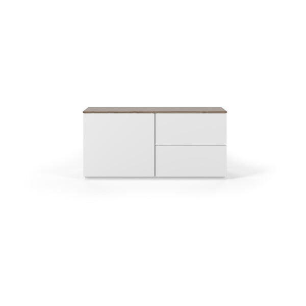 Comodă albă cu ușă și 2 sertare și blat cu aspect de lemn de nuc TemaHome Join, 120x54 cm