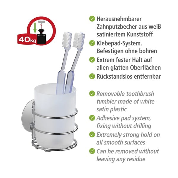 Set de accesorii de baie gri autoadeziv din oțel inoxidabil Turbo-Loc – Wenko-image-4