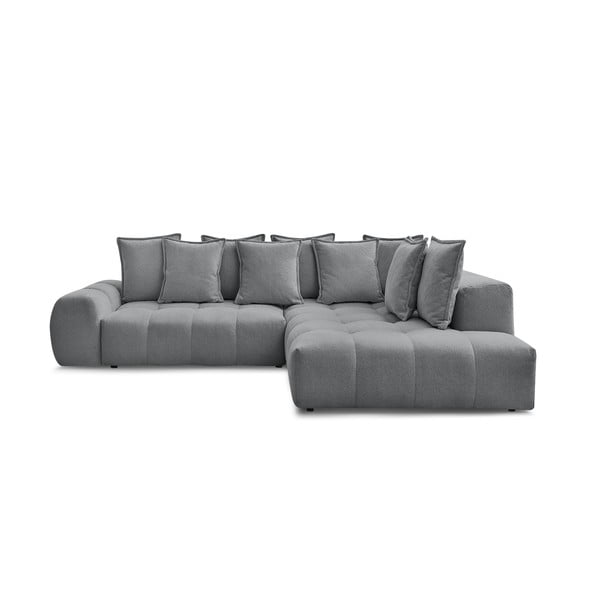 Colțar gri închis extensibil/cu spațiu de depozitare cu tapițerie din chenille (cu colț pe partea dreaptă/în formă de ”L”) Everest – Bobochic Paris