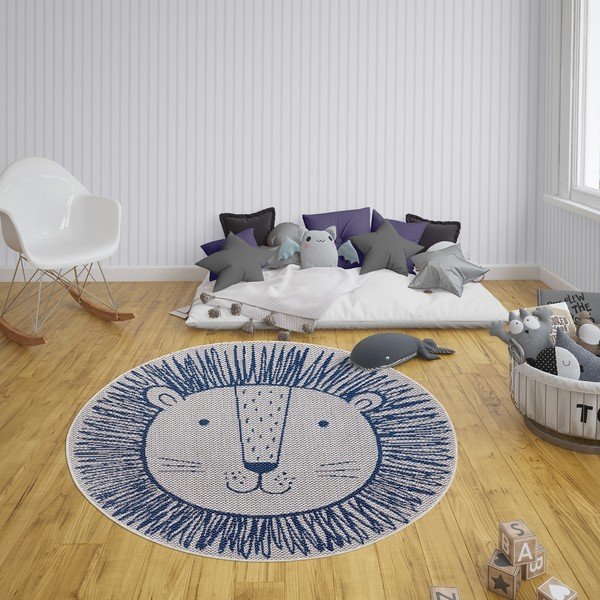 Covor pentru copii Ragami Lion, ø 120 cm, albastru-image-1