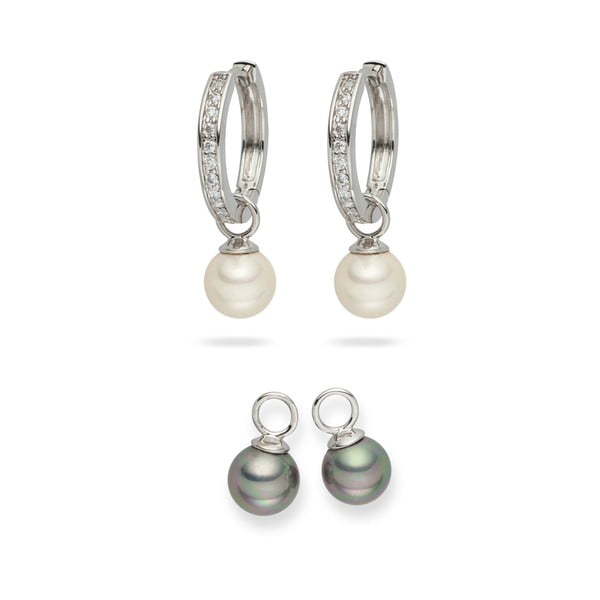 Set 2 perechi de cercei cu perlă Nova Pearls Copenhagen Celine White/Silver