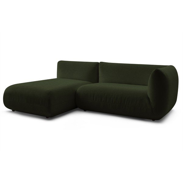Colțar verde cu tapițerie din catifea reiată  (cu colț  pe partea stângă ) Lecomte – Bobochic Paris-image-3
