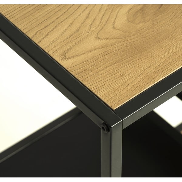 Bibliotecă neagră/în culoare naturală cu aspect de lemn de stejar 80x146x35 cm Altino – Unique Furniture-image-3