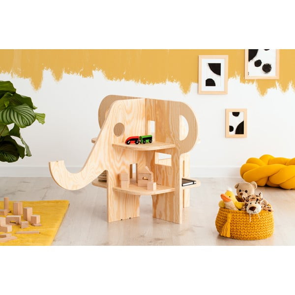 Bibliotecă pentru copii în decor de pin în culoare naturală 90x60 cm Elephant - Adeko-image-1