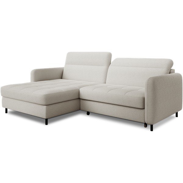 Colțar crem extensibil/cu spațiu de depozitare cu tapițerie din țesătură bouclé (cu colț pe partea stângă/cu șezlong) Gomsi – ELTAP-image-2