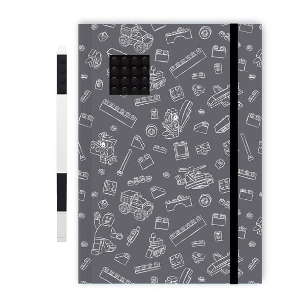 Caiet notițe A5 cu pix negru LEGO®, negru - alb, 96 pag.-image-1