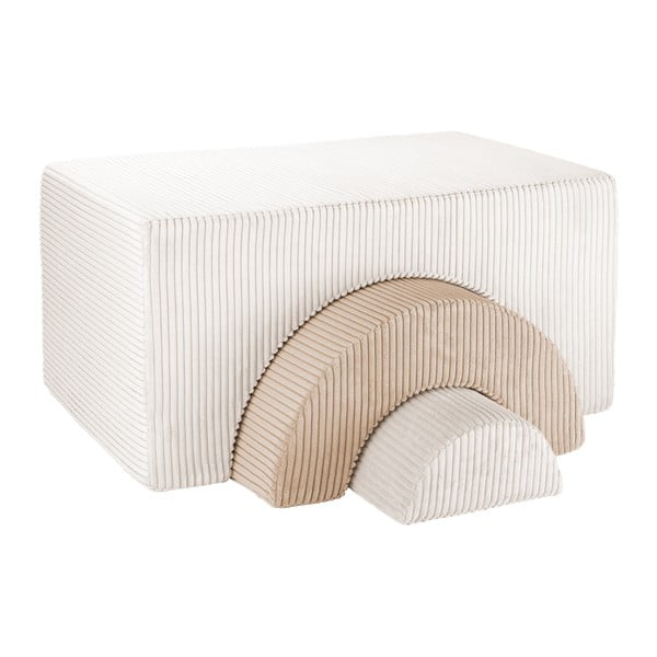 Teren de joacă din spumă crem 3 buc. din catifea reiată înălțime 37 cm 75x49 cm Rainbow Montessori – Wigiwama