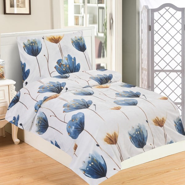 Lenjerie de pat albastru-închis din micropluș/cocolino pentru pat de o persoană 140x200 cm Marbella – My House