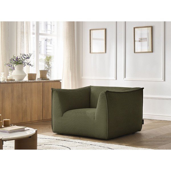 Fotoliu verde cu tapițerie din catifea reiată Giorgia – Bobochic Paris-image-1