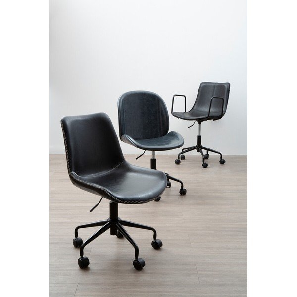 Scaun de birou negru din imitație de piele Branson – Premier Housewares-image-4