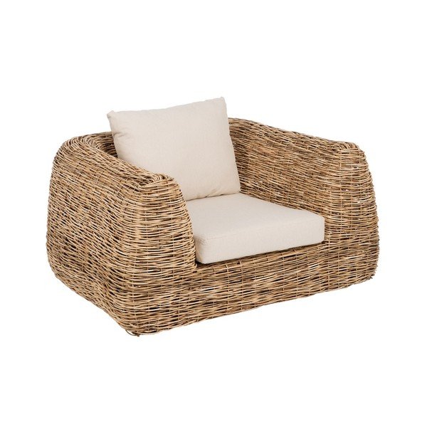 Fotoliu alb/în culoare naturală țesut – Ixia