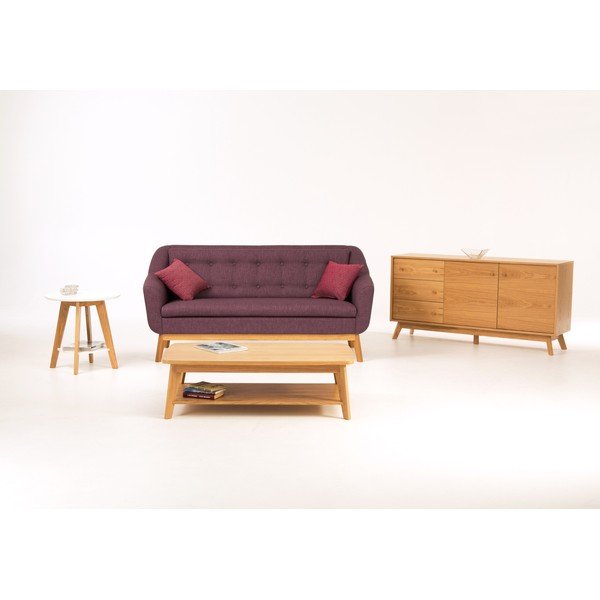 Comodă în culoare naturală joasă cu aspect de lemn de stejar 149x75 cm Kensal – Woodman-image-1