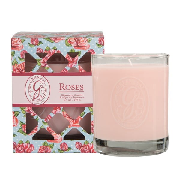 Lumânare parfumată Greenleaf Signature Roses, aromă de trandafir, 80 de ore