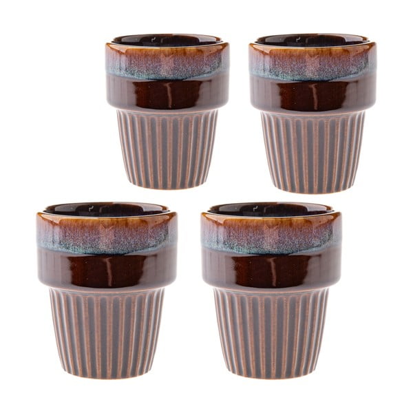 Cești maro 4 buc. pentru espresso din gresie 100 ml Tone – Dakls