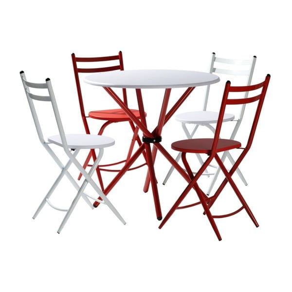 Set 2 scaune roșii și 2 scaune albe Pondecor Jesua