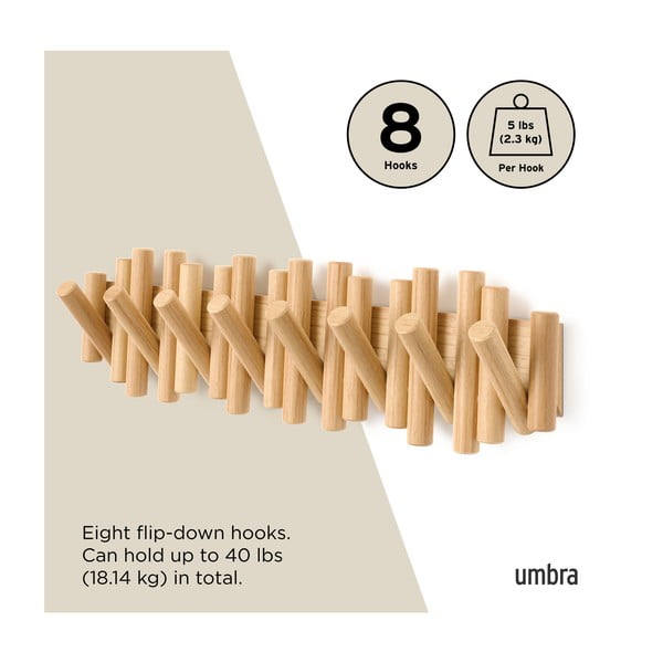 Cuier de perete în culoare naturală din lemn de pin 61 cm Picket – Umbra-image-4