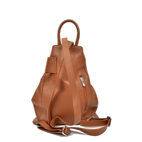Rucsac din piele Anna Luchini Luciana, maro coniac-image-3
