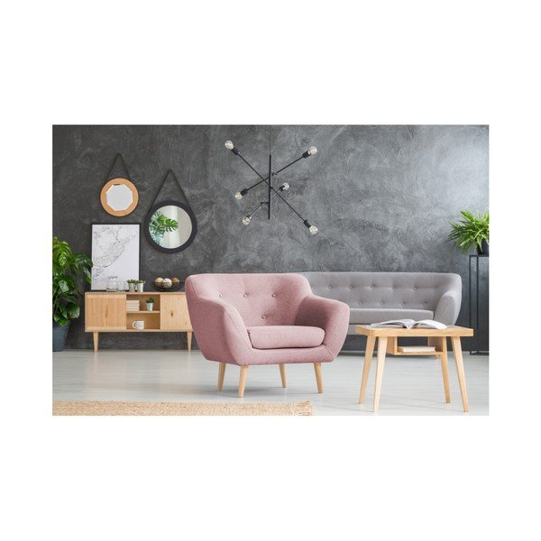 Fotoliu cu picioare de culoare deschisă Mazzini Sofas Sicile, roz-image-4