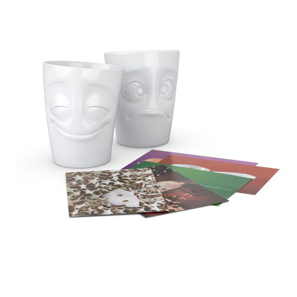 Set 2 căni din porțelan 58products Cheery & Baffled, alb-image-3