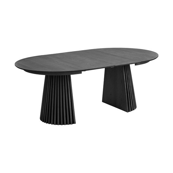 Masă de dining rotundă extensibilă cu blat cu aspect de lemn de stejar cu blat suplimentar ø 120 cm Osaka – House Nordic-image-3