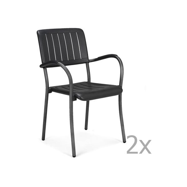 Set 2 scaune de grădină Nardi Musa, gri antracit