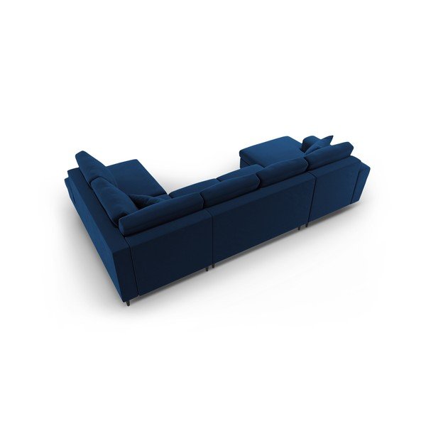 Colțar albastru extensibil, cu spațiu de depozitare cu tapițerie din catifea (cu colț pe partea dreaptă-în formă de "U") Kyoto – Cosmopolitan Design-image-4